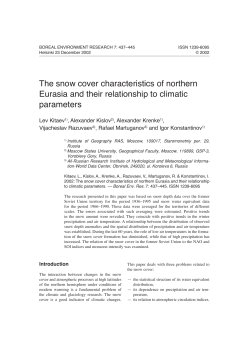 The snow cover characteristics of northern Eurasia and their