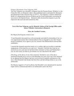 Primary Documents: Ems Telegram, 1870
