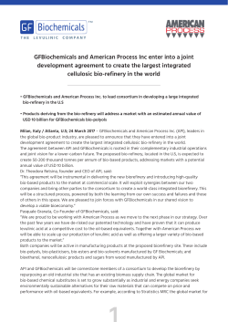 gfbiochemicals and american process inc enter into a joint
