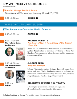 rmwf mmxvi schedule - Rancho Mirage Writers Festival