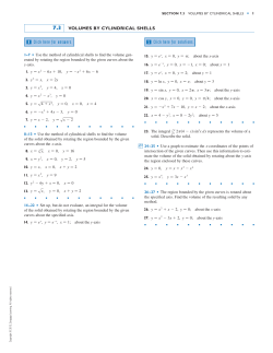 7.3 VOLUMES BY CYLINDRICAL SHELLS