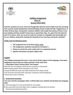 Holidays Assignment Class VI Session 2014-2015
