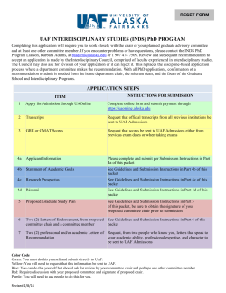 UAF INTERDISCIPLINARY STUDIES (INDS) PhD PROGRAM