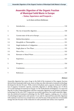 Anaerobic Digestion of the Organic Fraction of Municipal