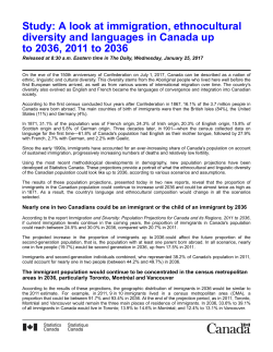 Study: A look at immigration, ethnocultural diversity and languages