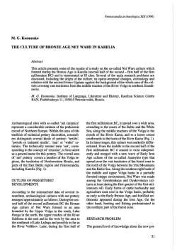 The Culture of Bronze Age Net Ware in Karelia