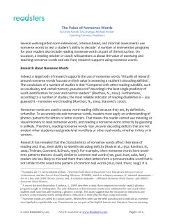 The Value of Nonsense Words