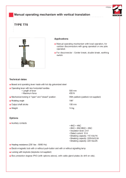 Manual operating mechanism with vertical translation