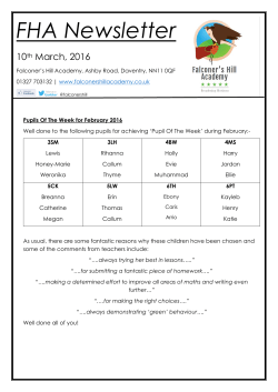 Newsletter March 2016 - Falconer`s Hill Academy