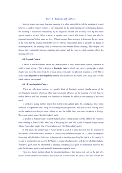 Part 8 Meaning and Context As most words have more than one