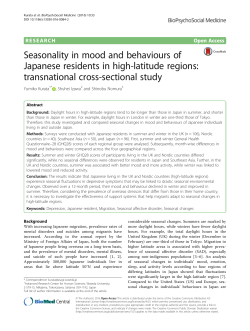 Seasonality in mood and behaviours of Japanese residents in high