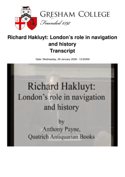 Richard Hakluyt: London`s role in navigation and