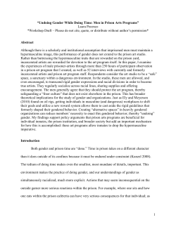 1 &ldquo;Undoing Gender While Doing Time: Men in Prison Arts Programs