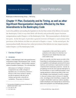Chapter 11 Plan, Exclusivity and its Timing, as well as other