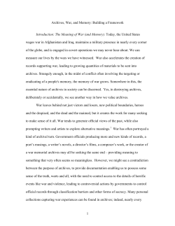 1 Archives, War, and Memory - D