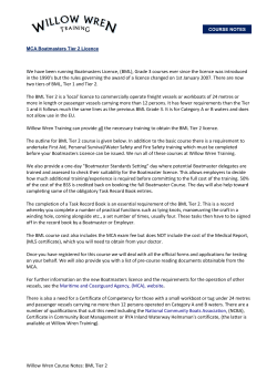 BML Tier 2 We have been running Boatmasters Licence