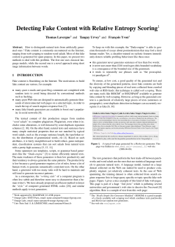Detecting Fake Content with Relative Entropy Scoring