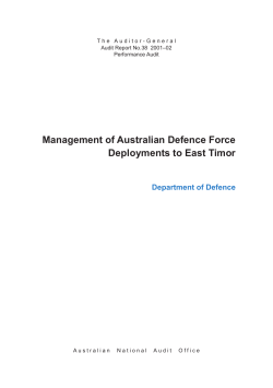 Management of Australian Defence Force Deployments to East Timor