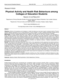 Physical Activity and Health Risk Behaviours among Colleges of