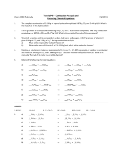 Chem 1010 Tutorials Tutorial 4B &ndash; Combustion Analysis and
