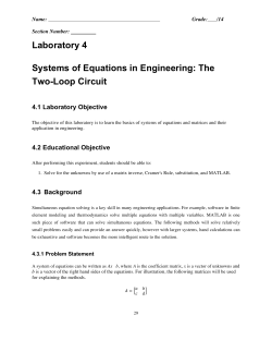 Laboratory(4 Systems(of(Equations(in(Engineering:(The Two9Loop