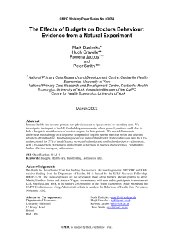 The Effects of Budgets on Doctors Behaviour: Evidence from a