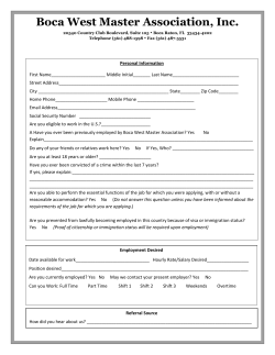 BWMA Employment Application - Boca West Master Association