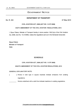 Civil Aviation Act: Regulations: 8th amendment