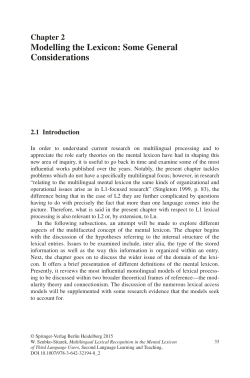Chapter 2 Modelling the Lexicon