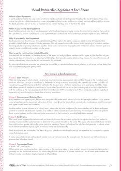 Band Partnership Agreement Fact Sheet