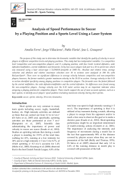 Analysis of Speed Performance In Soccer by a Playing Position and