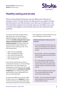 Healthy eating and stroke - Resource Services Organiser