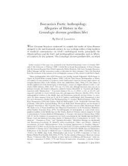 Boccaccio`s Poetic Anthropology: Allegories of
