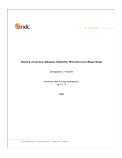Assessing the Corrosion Behaviour of Nitinol for Minimally‐Invasive