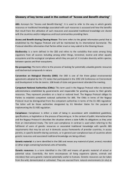 Glossary of key terms used in the context of "Access and Benefit