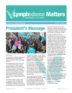 President`s Message - Lymphedema Association of Ontario