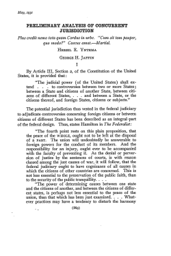 Preliminary Analysis of Concurrent Jurisdiction