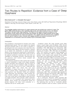 Two Routes to Repetition: Evidence from a Case of `Deep Dysphasia`