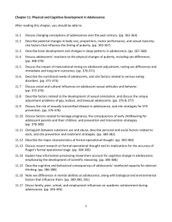 1 Chapter 11: Physical and Cognitive Development in Adolescence