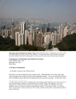 Thursday, September 29. Contemporary Urbanization and Global