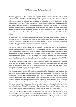 NATO on the eve of the Newport summit Russian aggression on the