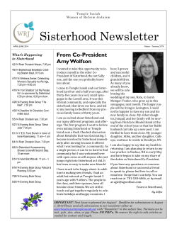 Sisterhood Newsletter
