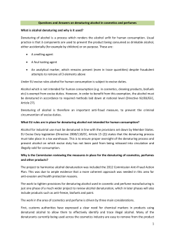 1 Questions and Answers on denaturing alcohol in cosmetics and