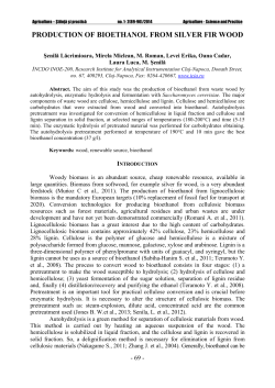 PRODUCTION OF BIOETHANOL FROM SILVER FIR WOOD