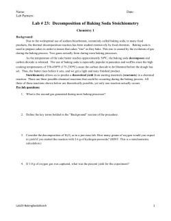 Lab # 23: Decomposition of Baking Soda