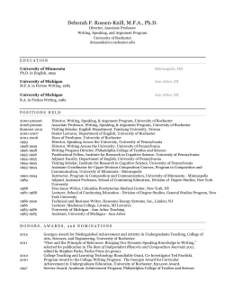 Curriculum Vitae - Writing, Speaking, and Argument Program