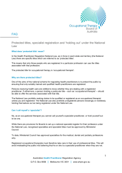 Occupationa Therapy Board - Fact Sheet
