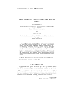 Natural Resources and Economic Growth: Some Theory and Evidence