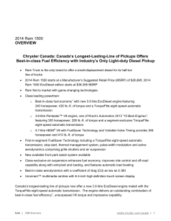 2014 Ram 1500 OVERVIEW Chrysler Canada: Canada`s Longest