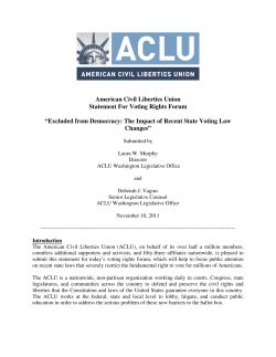 American Civil Liberties Union Statement For Voting Rights Forum